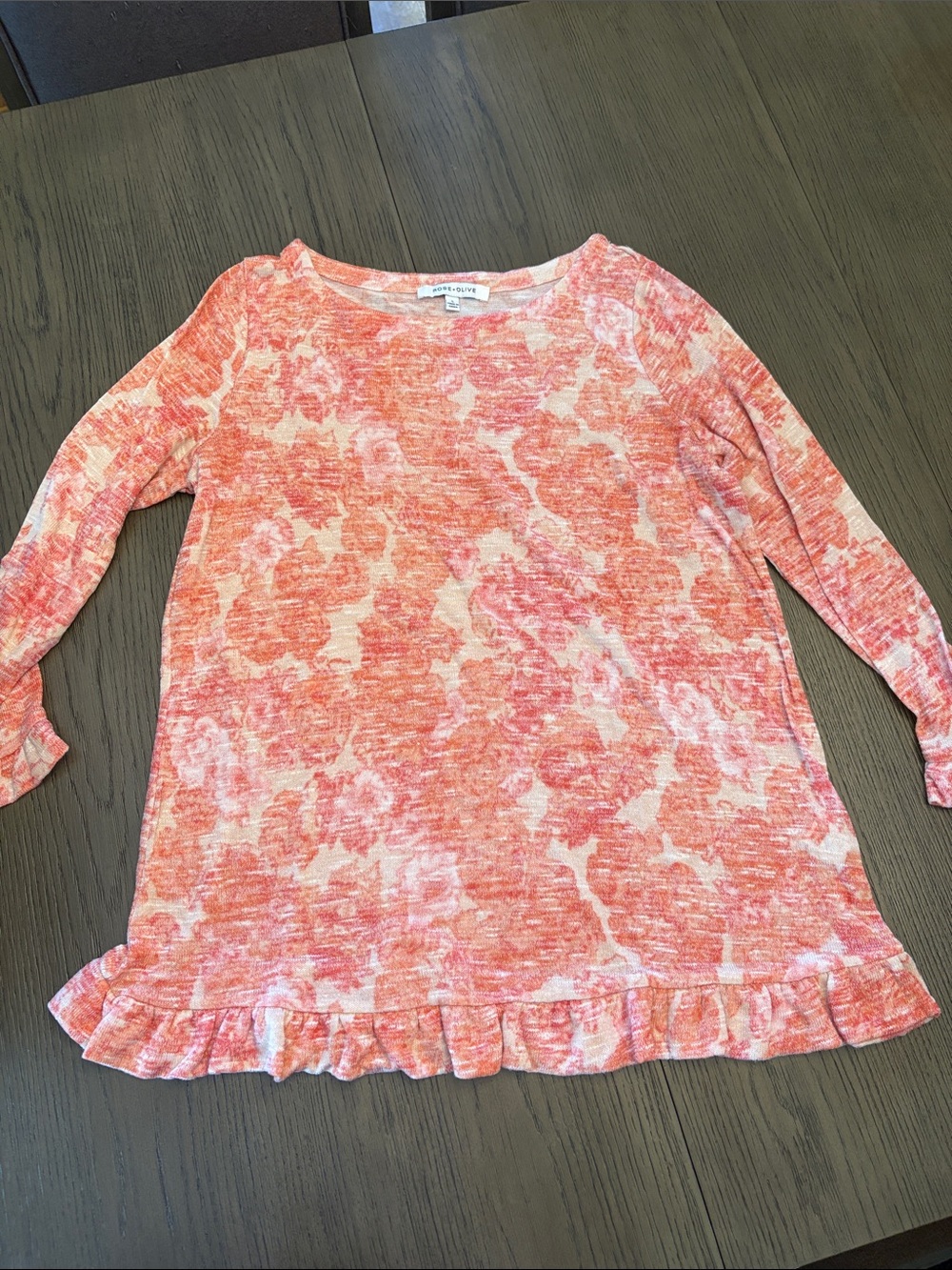 Rose & Olive Coral-Pattern Ruffle Hem Tunic